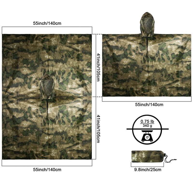 MENFLY ATFG Moss Camouflage Ta - огляд і ціна Emergency Poncho Rain