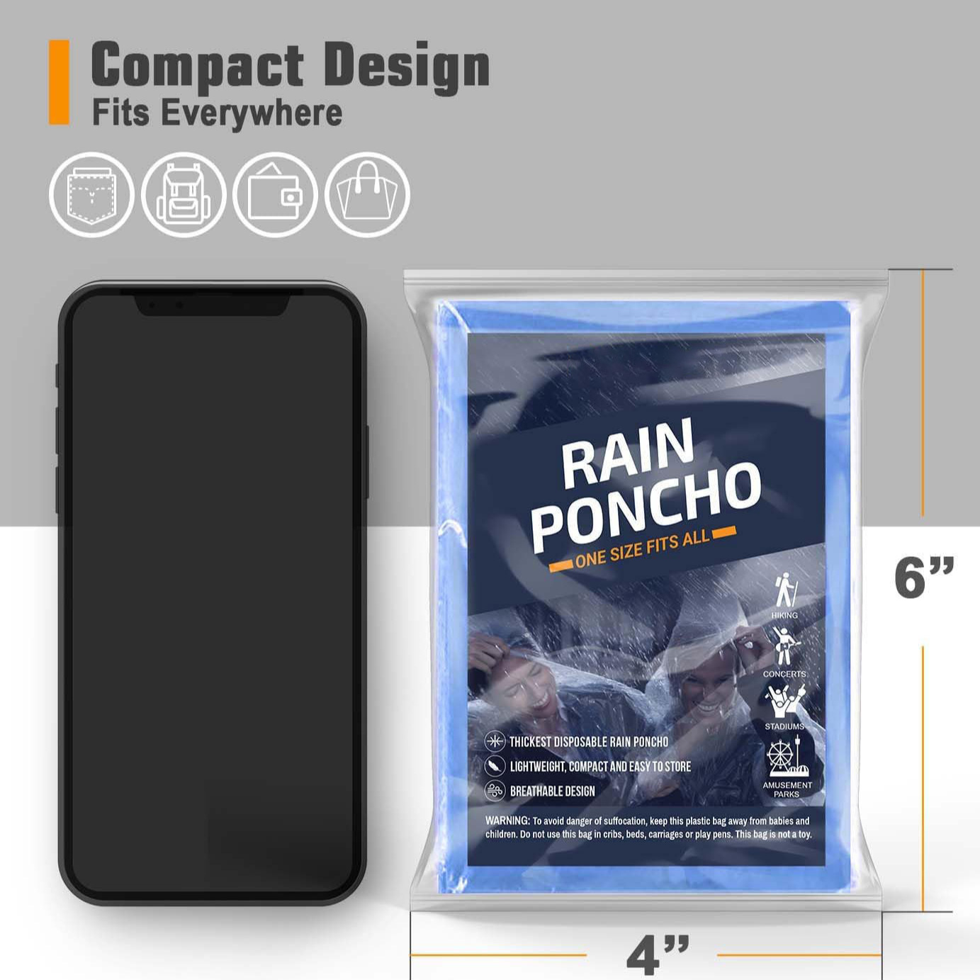 5Pcs Disposable Rain Ponchos f - огляд і ціна Emergency Poncho Rain