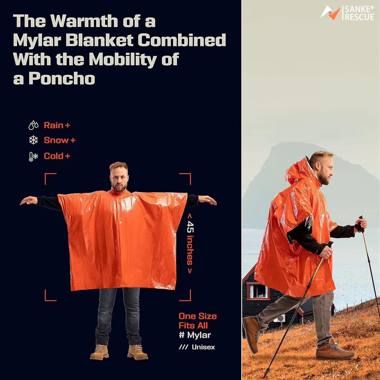 Emergency Rain Poncho Thermal  - огляд і ціна Emergency Poncho Rain